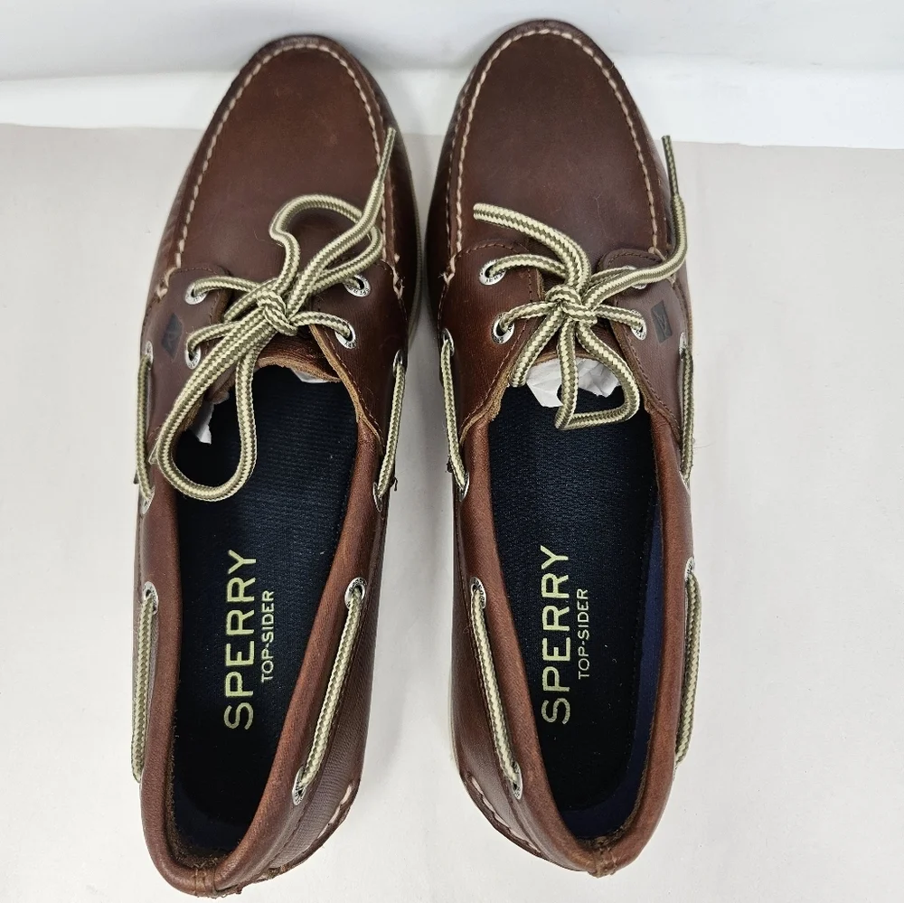 Sperry Top-sider Mens Brown Leather Lace Up Boat Fish Beach Shoes Sz 11.5M